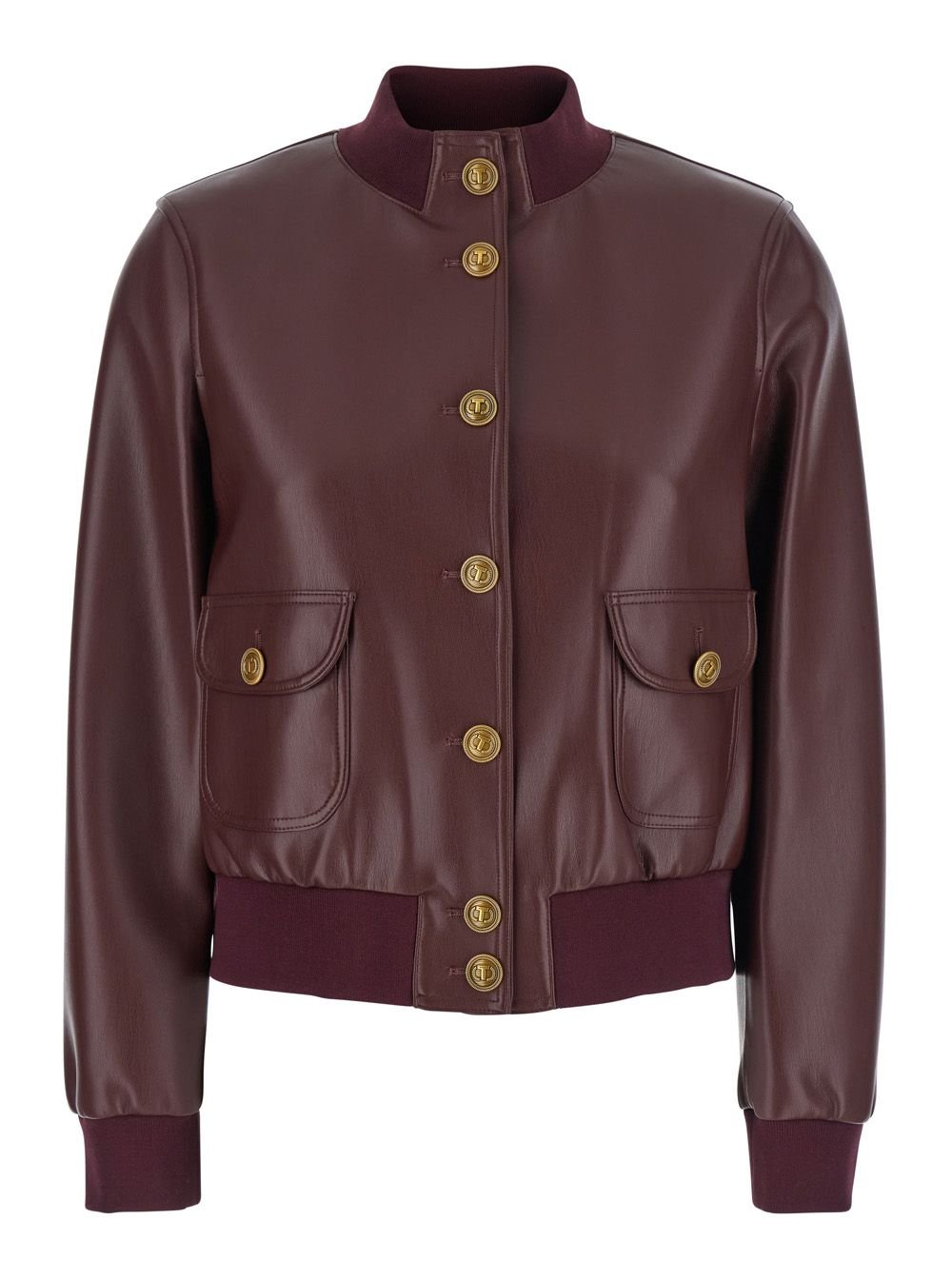 TWINSET Buttoned Faux Leather Jacket