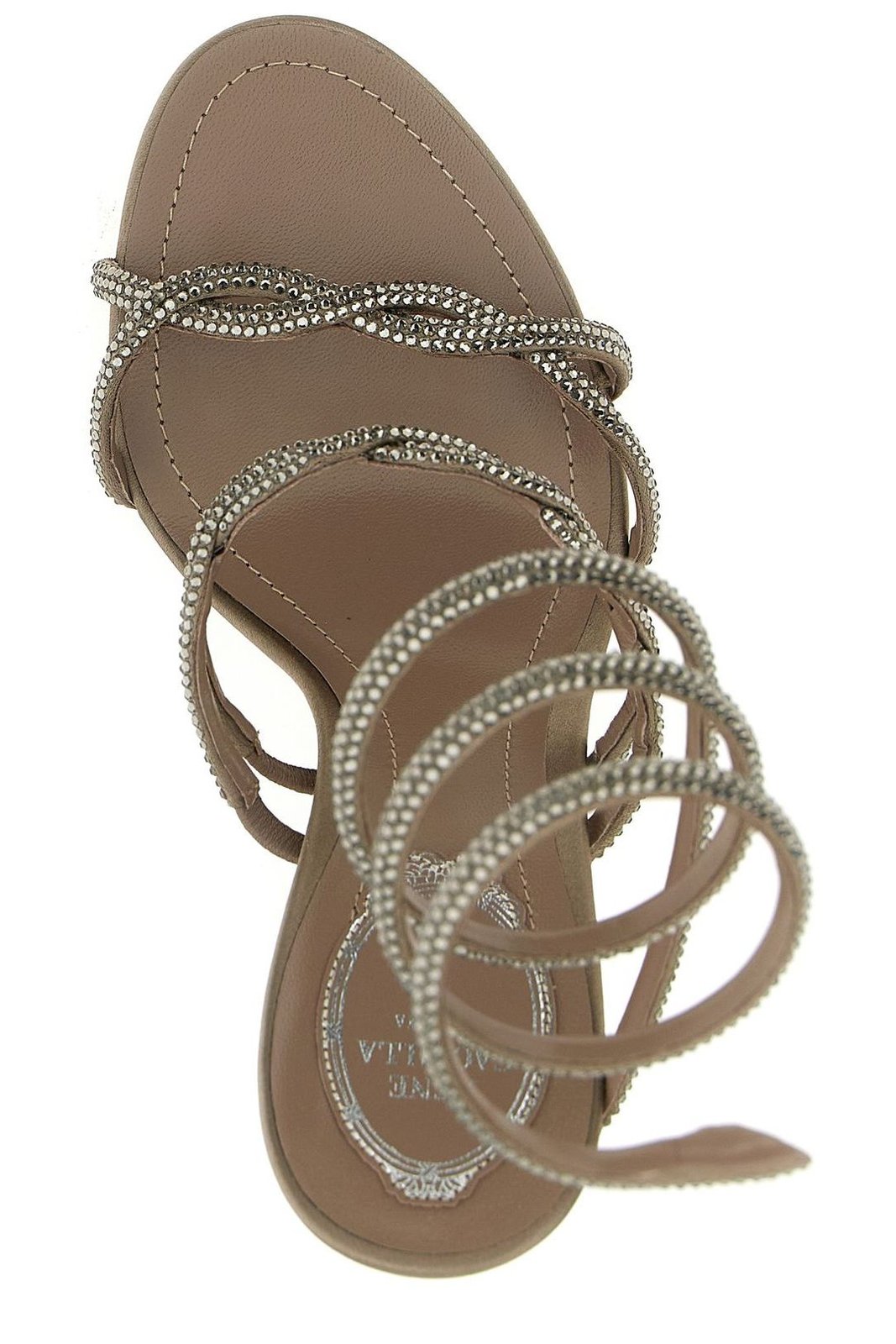 René Caovilla Braid Cleo Fog Satin Embellished Sandals