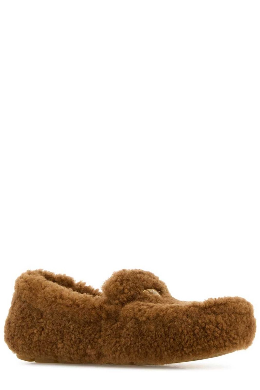 Prada Logo Plaque Round Toe Loafers