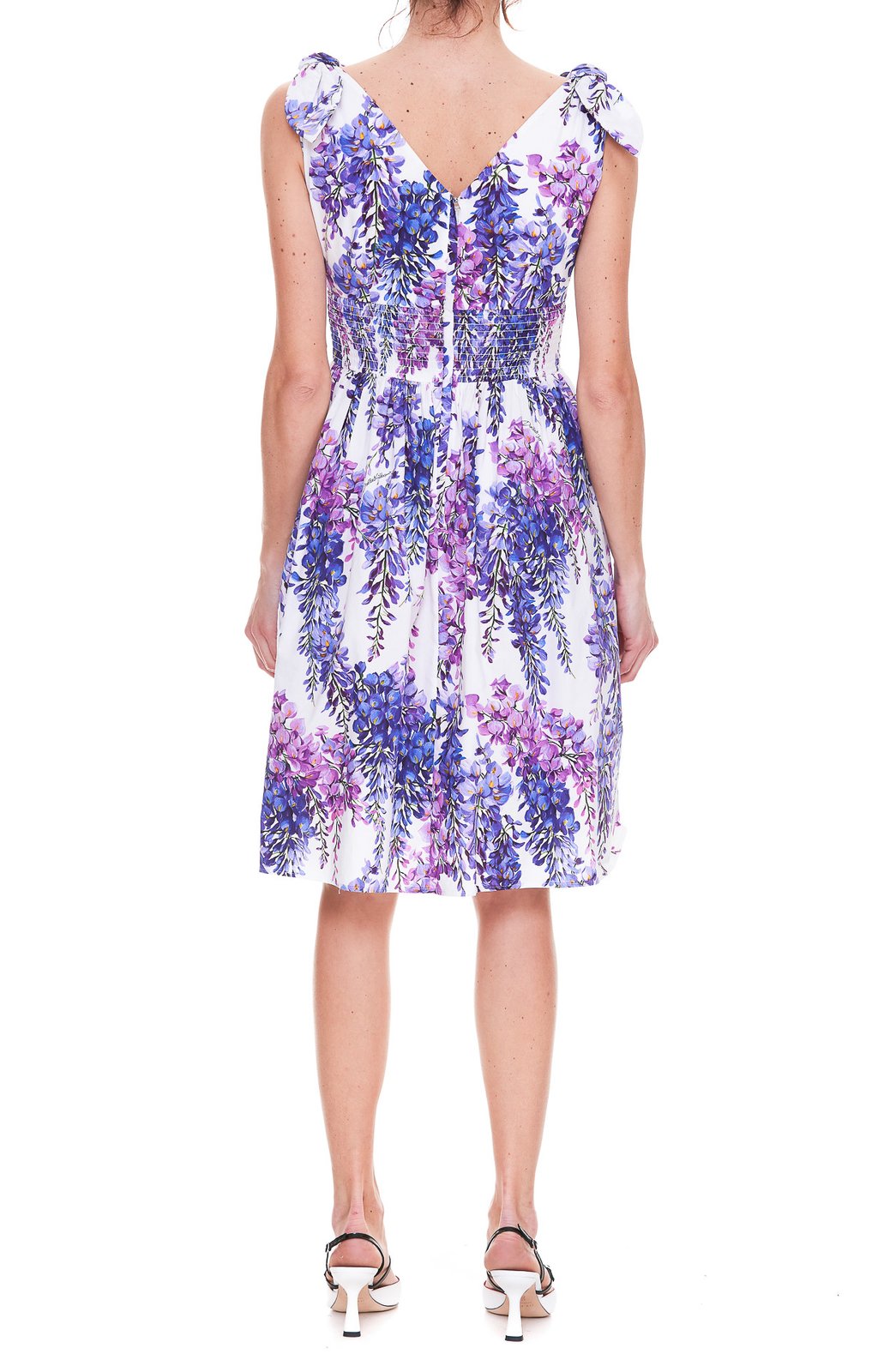 Dolce & Gabbana Wisteria-Print Poplin Midi Dress  Cettire