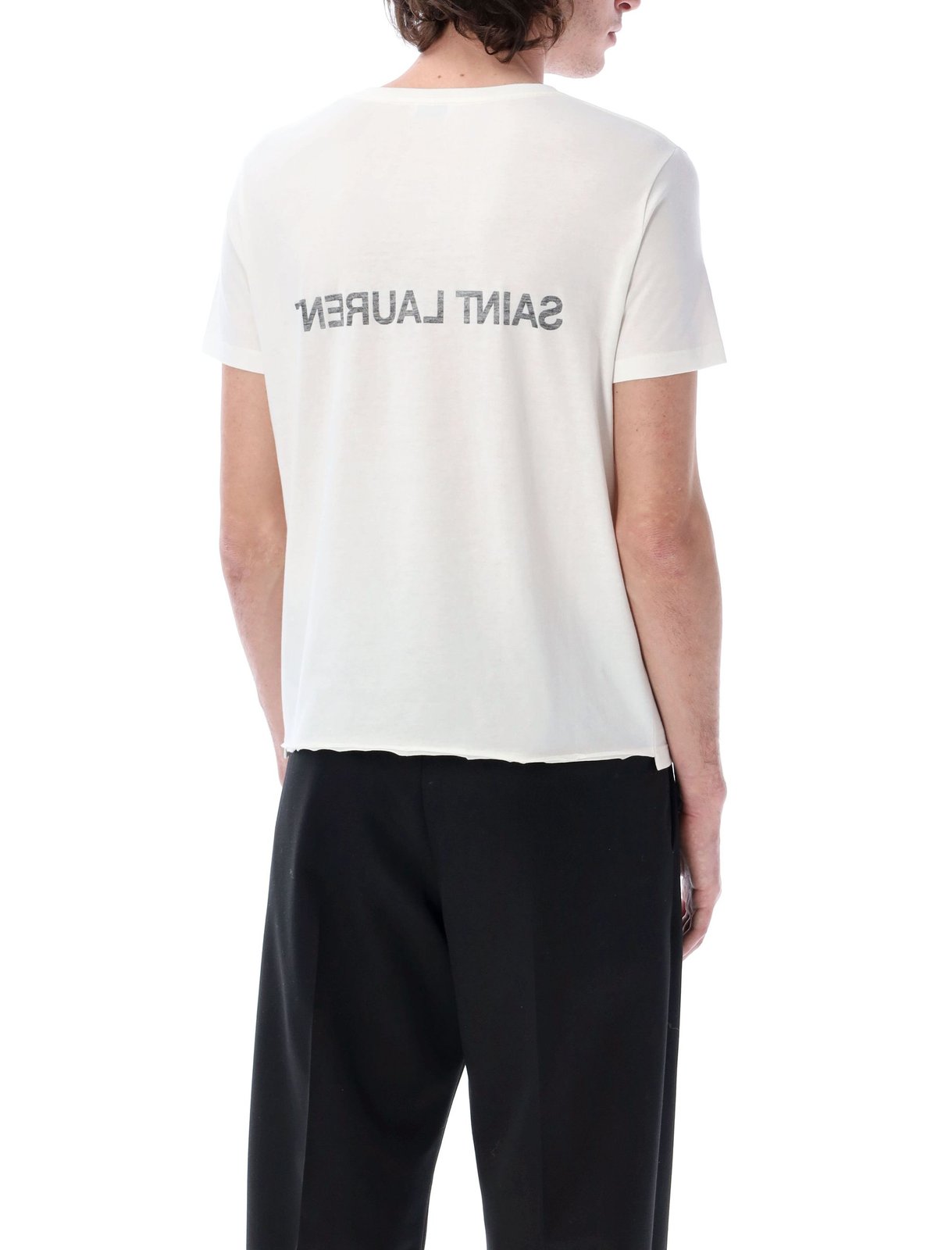Saint Laurent Logo Printed Crewneck T-Shirt