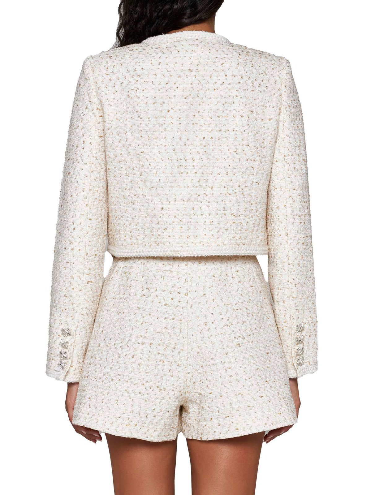 Self-Portrait High-Waist Belted Tailored Tweed Shorts