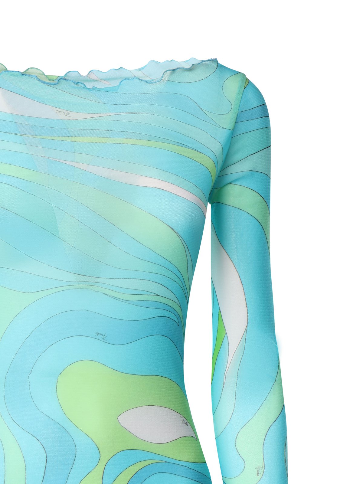 PUCCI Marmo-Printed Boat Neck Semi-Sheer Maxi Dress