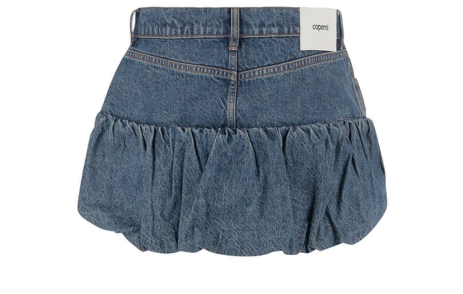 Coperni Gathered Hem Denim Mini Skirt