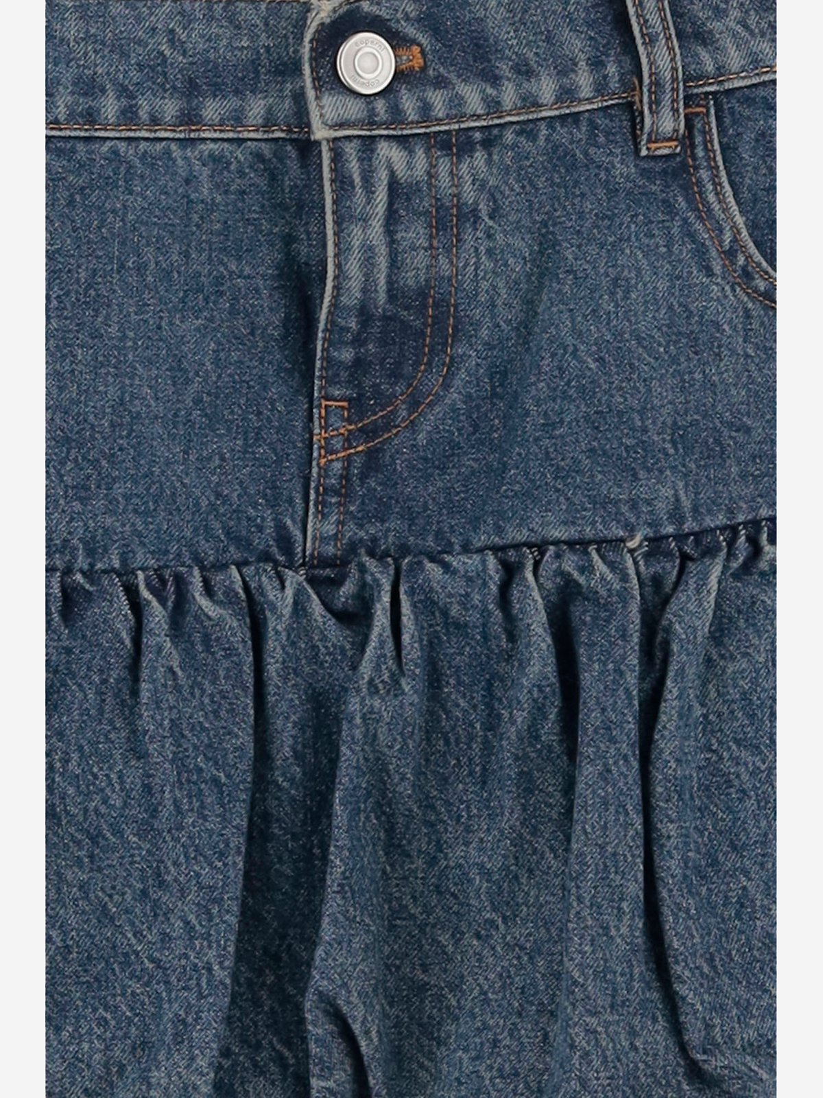 Coperni Gathered Hem Denim Mini Skirt