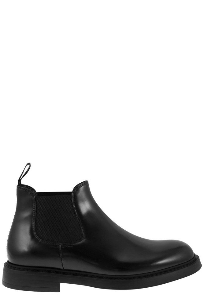 ショートブーツ・ブーティ DOUCALS BLACK LEATHER BEATLES ANKLE BOOT Men's leather beatles ankle boot | black - Doucal's