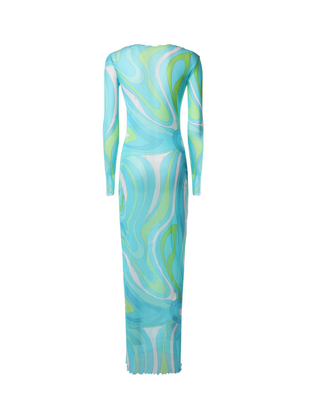PUCCI Marmo-Printed Boat Neck Semi-Sheer Maxi Dress