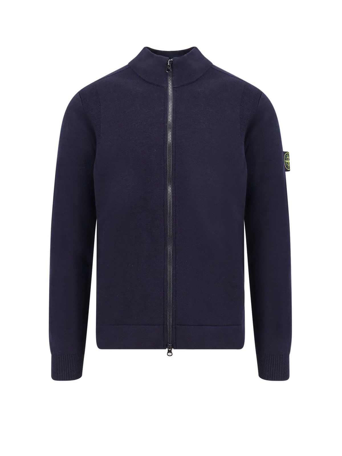 Stone Island Logo Patch Zip-Up Cardigan