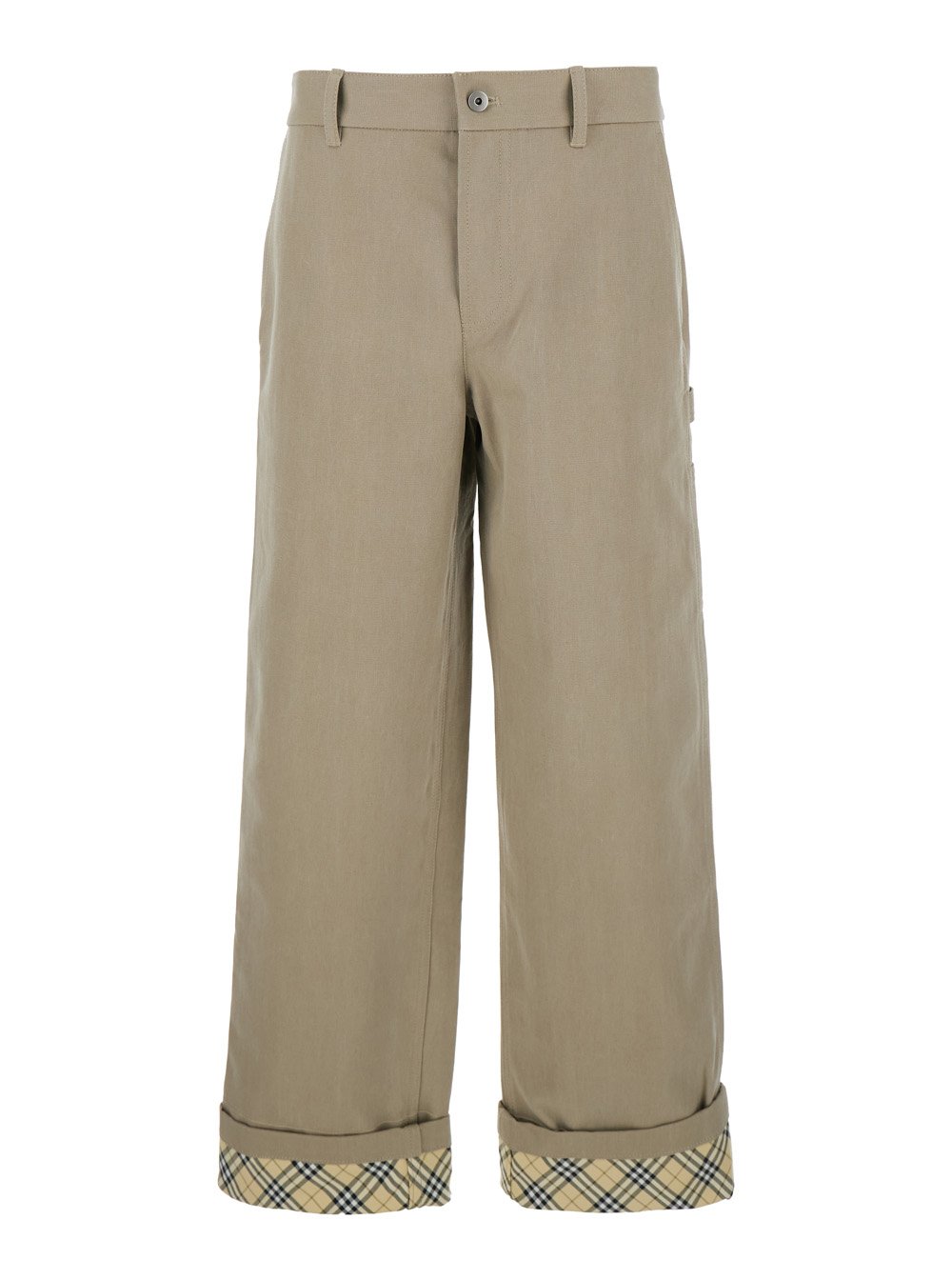 Burberry Logo Embroidered Turn-Up Hem Trousers