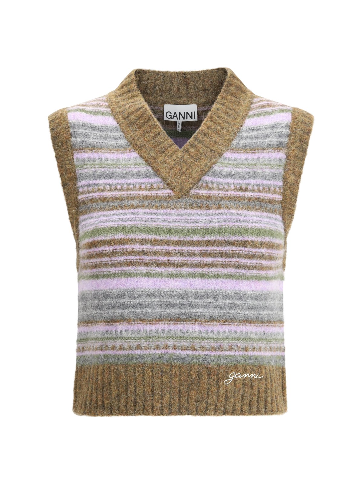 Ganni Striped Knit Vest