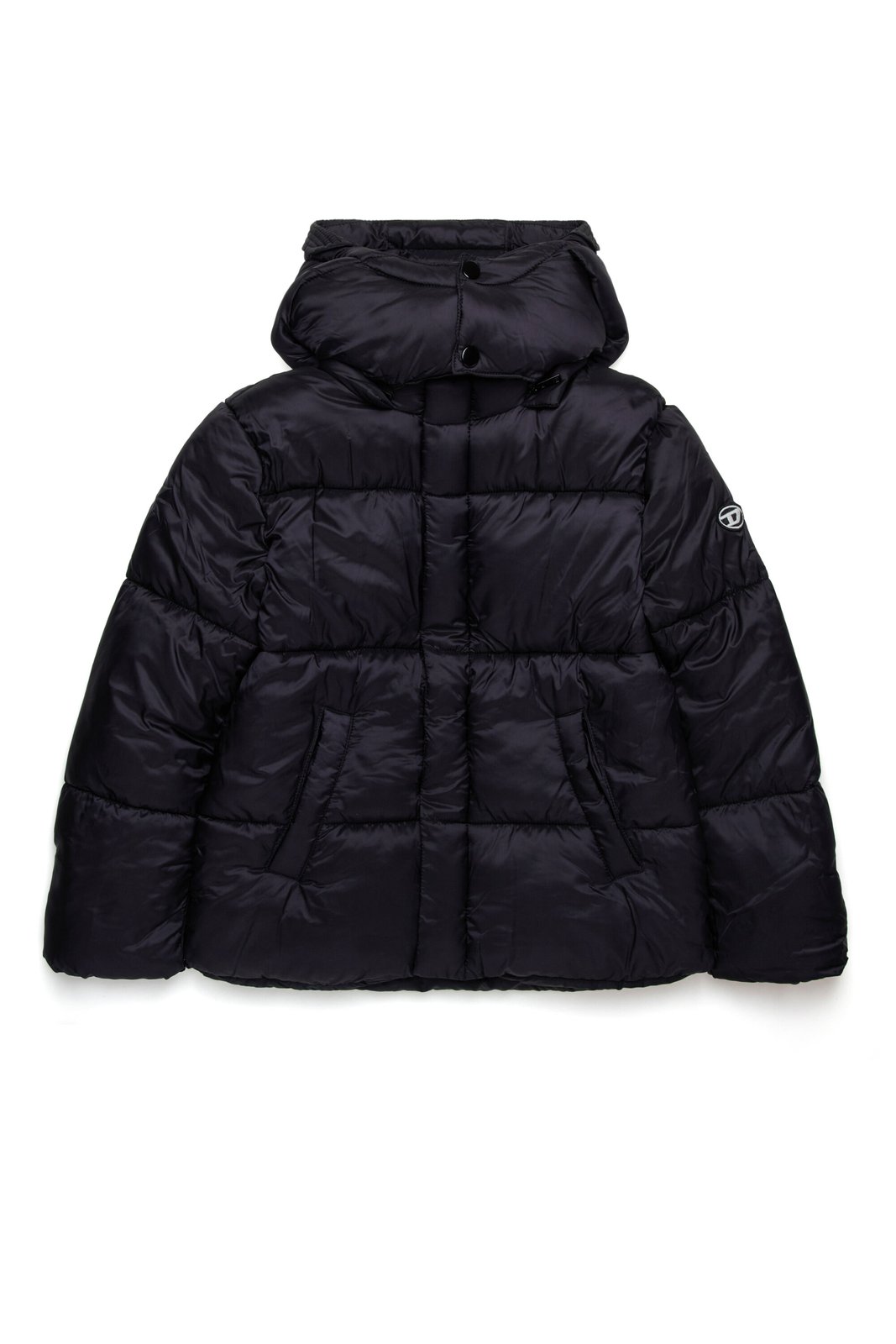 Diesel Kids Oval-D Logo Patch Hooded Padded Jacket