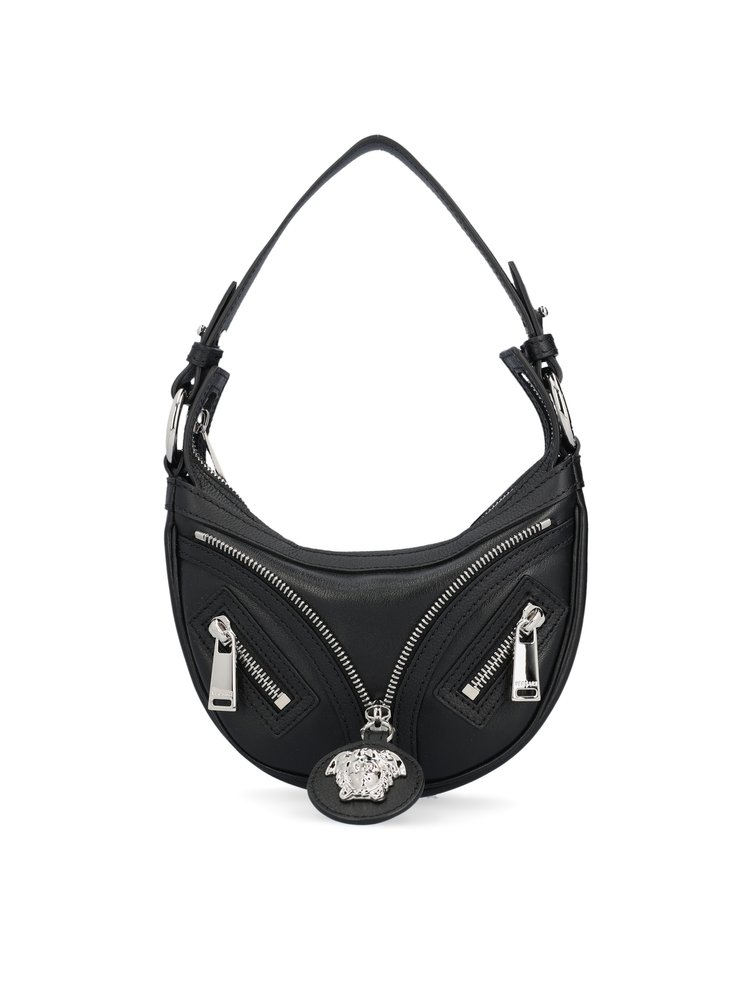 Versace Medium Medusa Zip Leather Hobo Bag In Black ModeSens