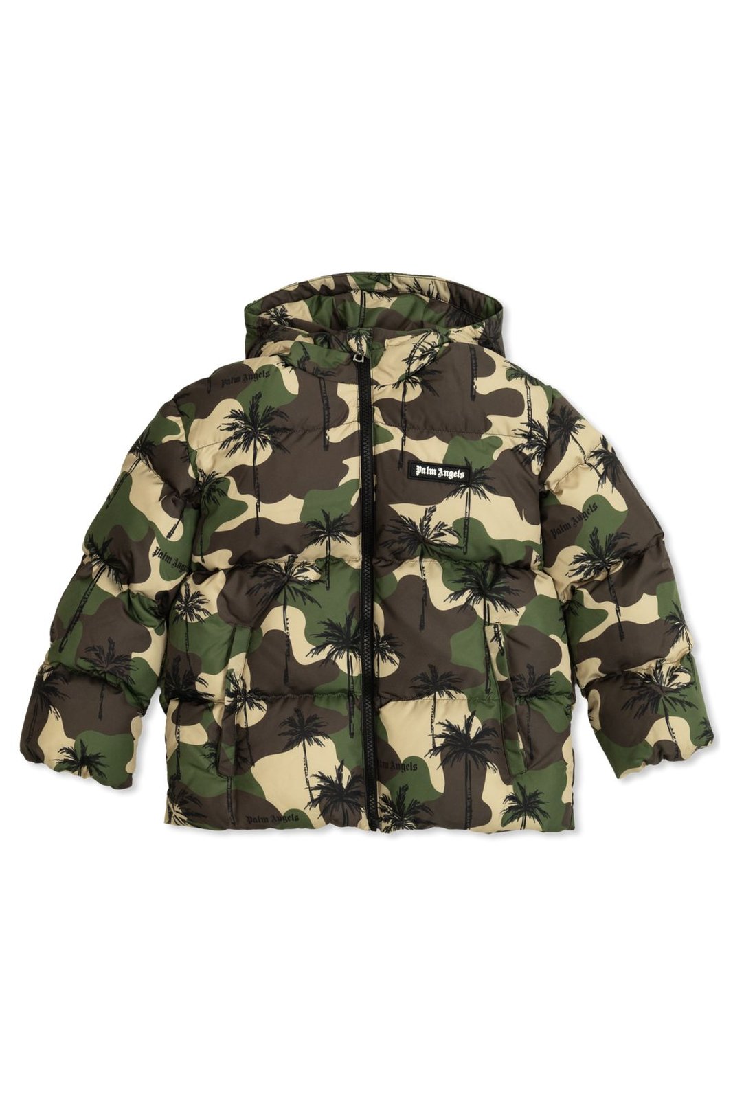 Palm Angels Kids Palm-Tree Hooded Puffer Jacket