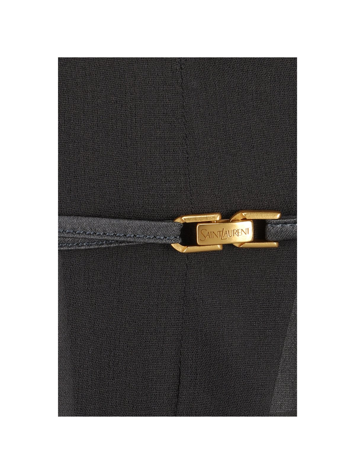 Saint Laurent Belted V-Neck Long-Sleeved Jumpsuit