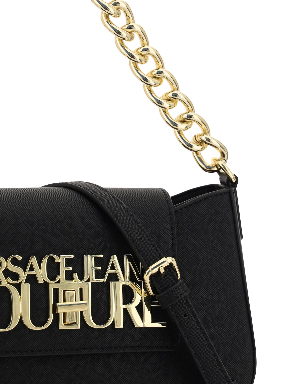 Versace Jeans Couture Logo-Lettering Chain-Strap Flap Shoulder Bag 