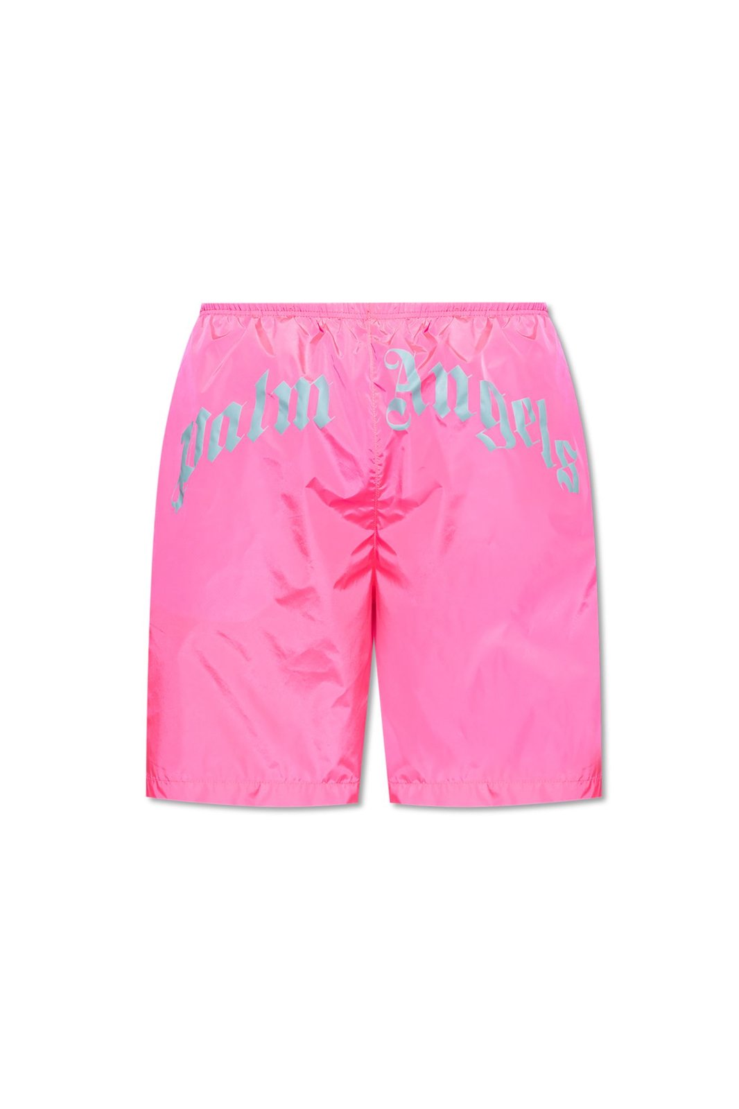 Palm Angels Curved Logo Elastic Waist Swim Shorts