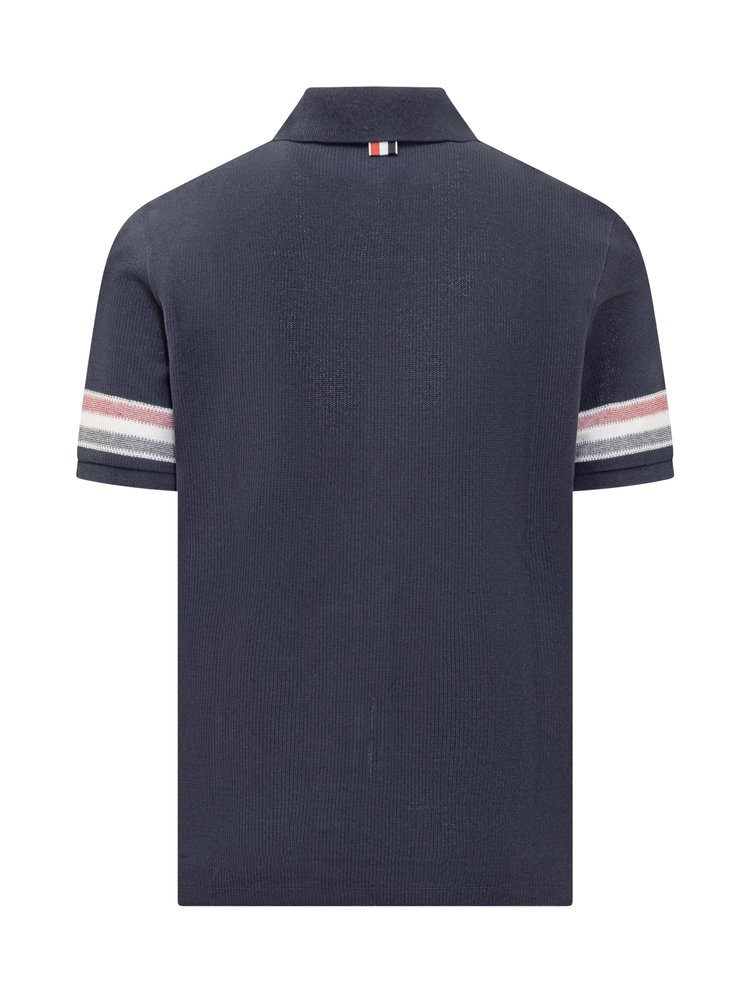 Thom Browne Logo Patch Striped Polo Shirt | 톰브라운 | FETCHING