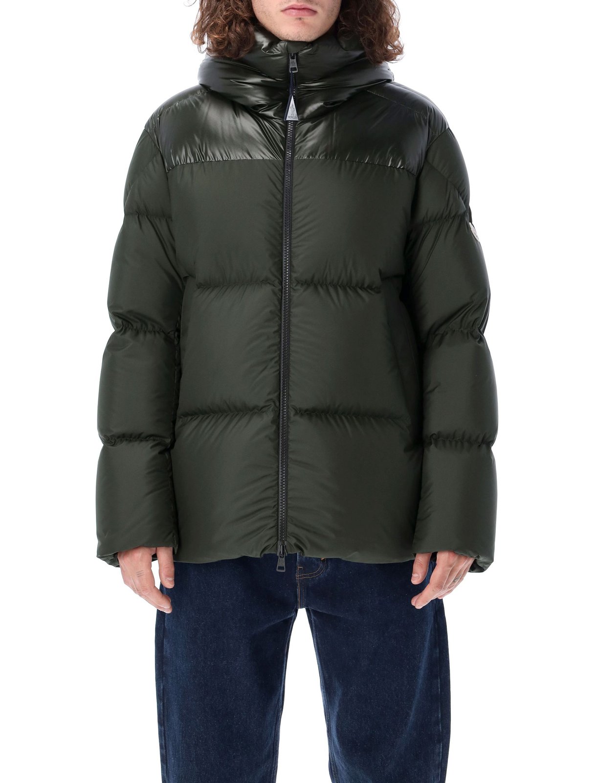Moncler Zip-Up Logo Patch Hooded Quilted Jacket