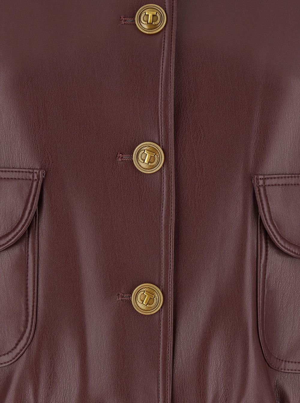 TWINSET Buttoned Faux Leather Jacket