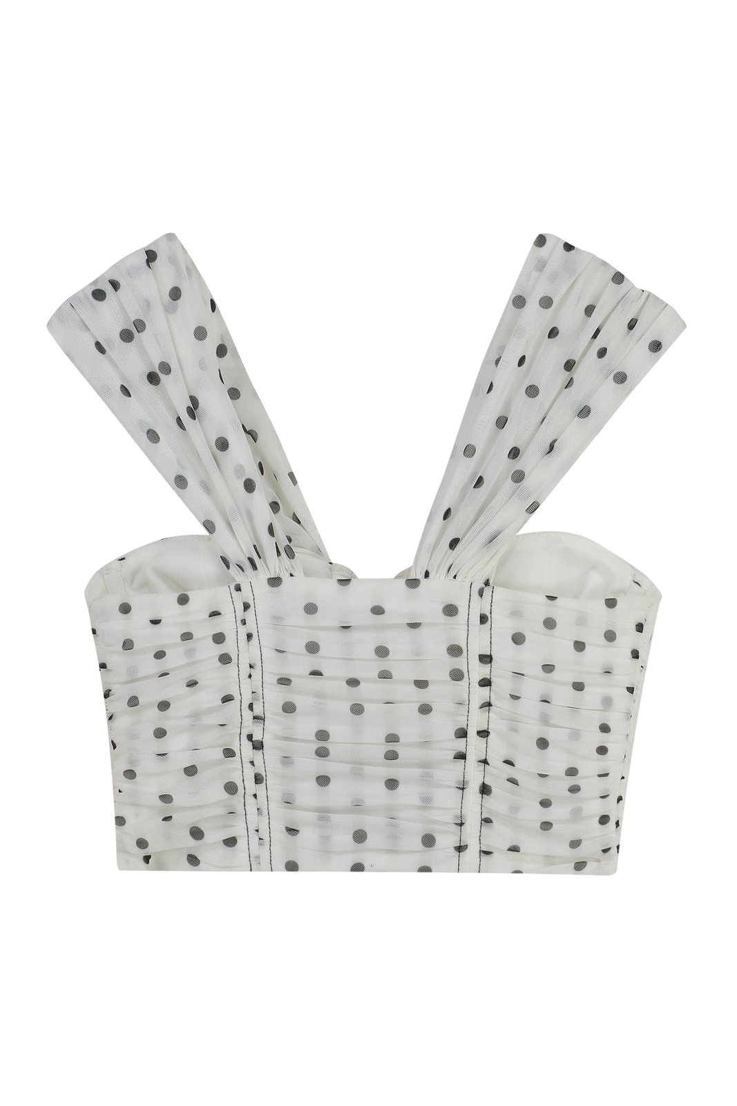 Self-Portrait Polka Dot Off Shoulder Mesh Top