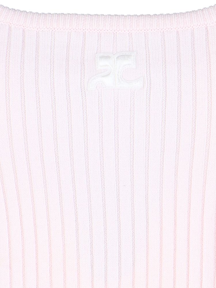 COURRÈGES 쿠레주 로고 자수 리브드 민소매 탑