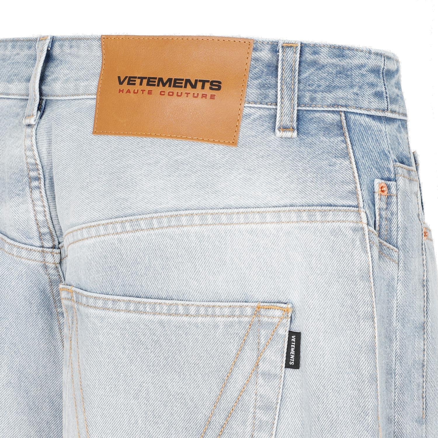 Vetements Front Logo Printed Baggy-Fit Jeans