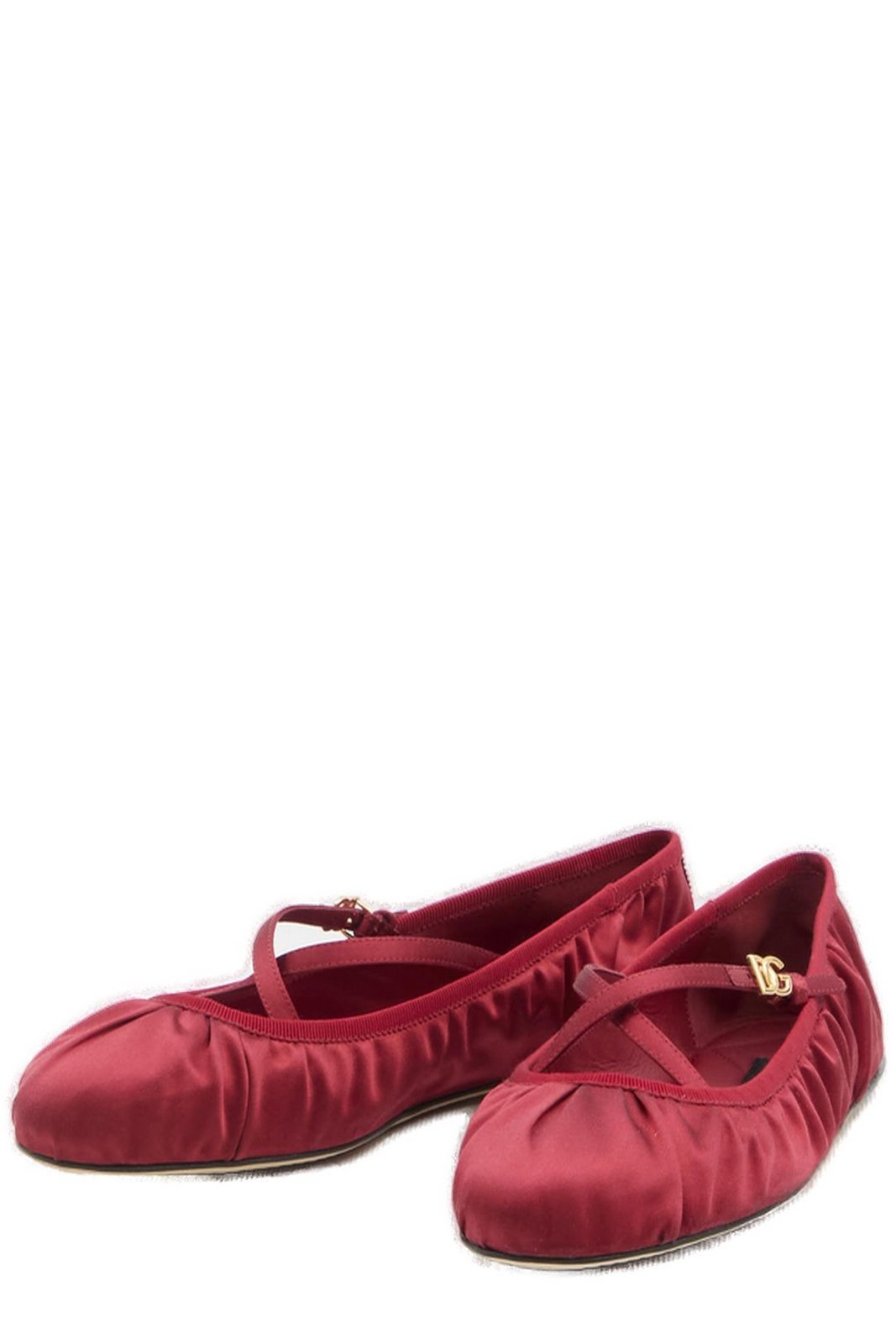 Dolce & Gabbana Logo Buckle Ruched Detailed Ballet Flats