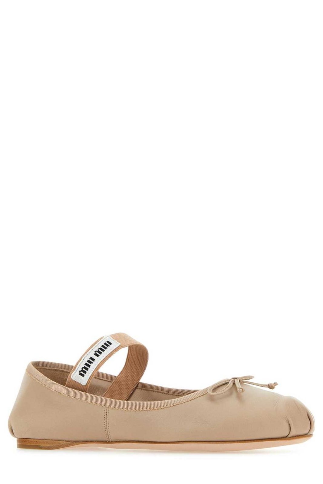 Miu Miu Logo-Printed Bow Detailed Ballerina Shoes