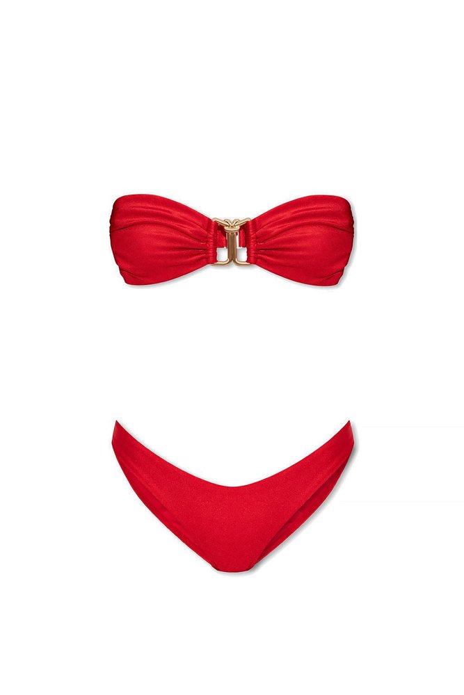 Zimmermann Women's Raie Strapless Bikini Set In Bright Coral ModeSens