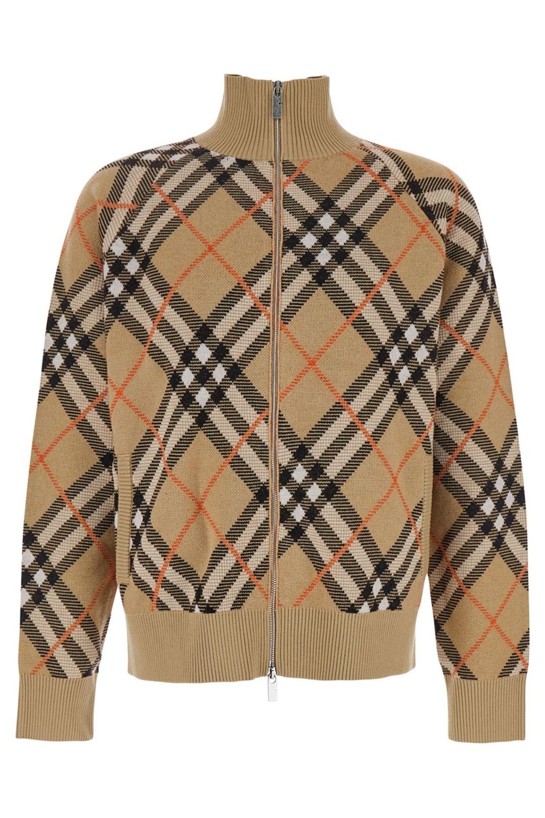 Burberry Checked Knitted Zip-Up Jacket