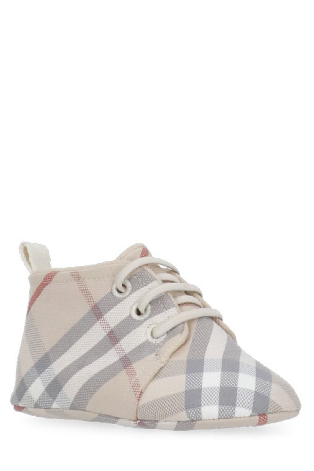 Burberry Kids Check-Pattern Lace-Up Crib Shoes