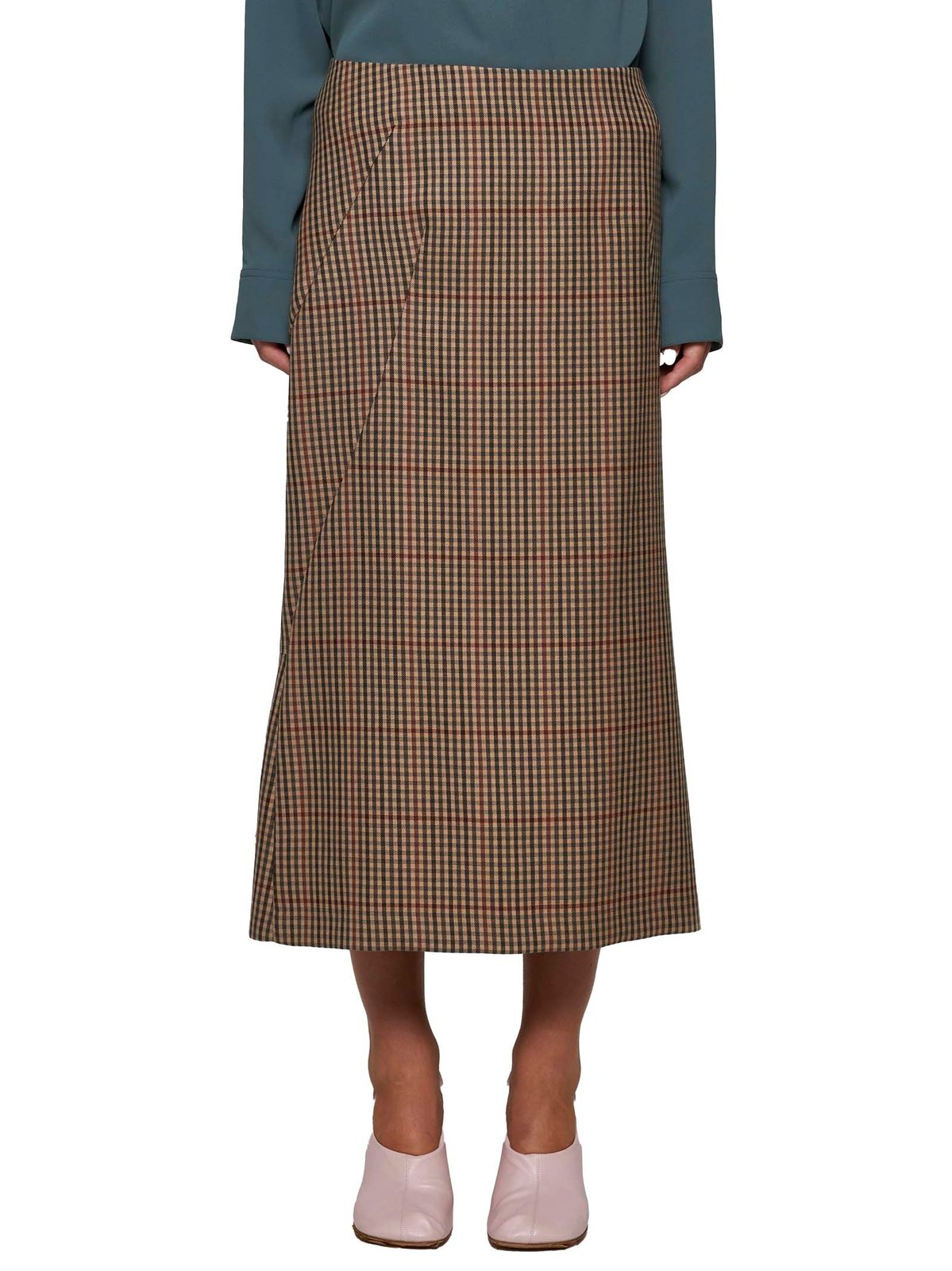 DRIES VAN NOTEN チェックフレアスカト 0108289048 701 Dries Van Noten Checked Flared Skirt – Cettire