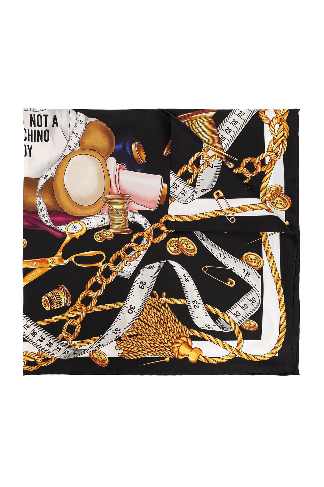 Moschino テディ プリント スクエア スカーフ MOSCHINO 100%SILK SCARF TEDDY BEAR 19