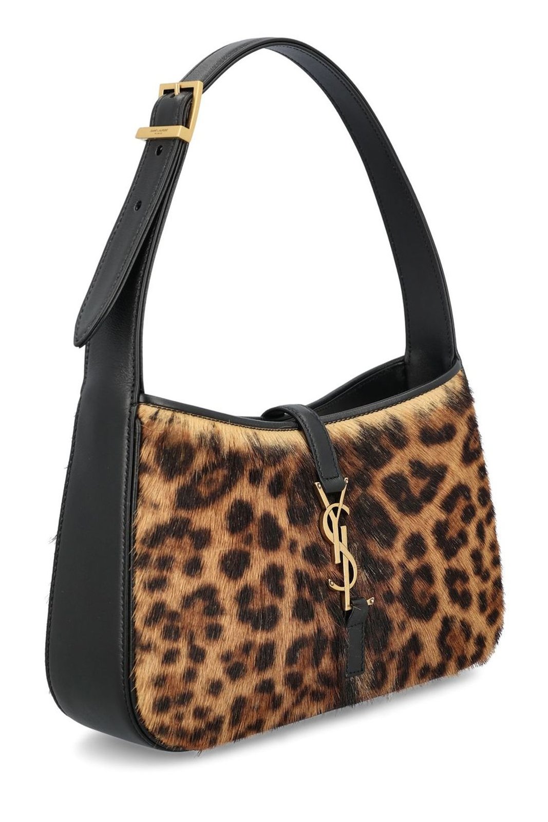 Saint Laurent Leopard Patterned Logo Plaque Tote Bag