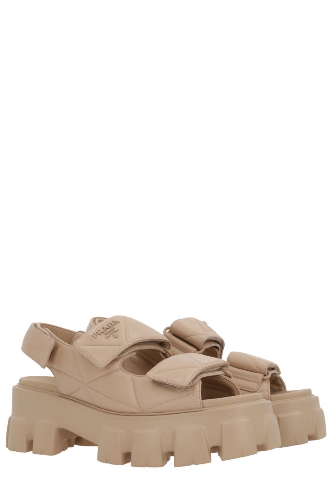 Prada Triangle-Logo Quilted Sandals