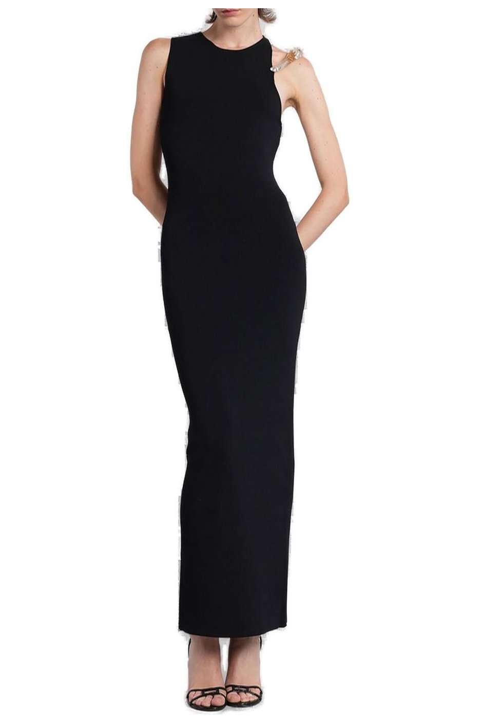 Christopher Esber Encased Nature Resin Knit Column Dress in Black Size M