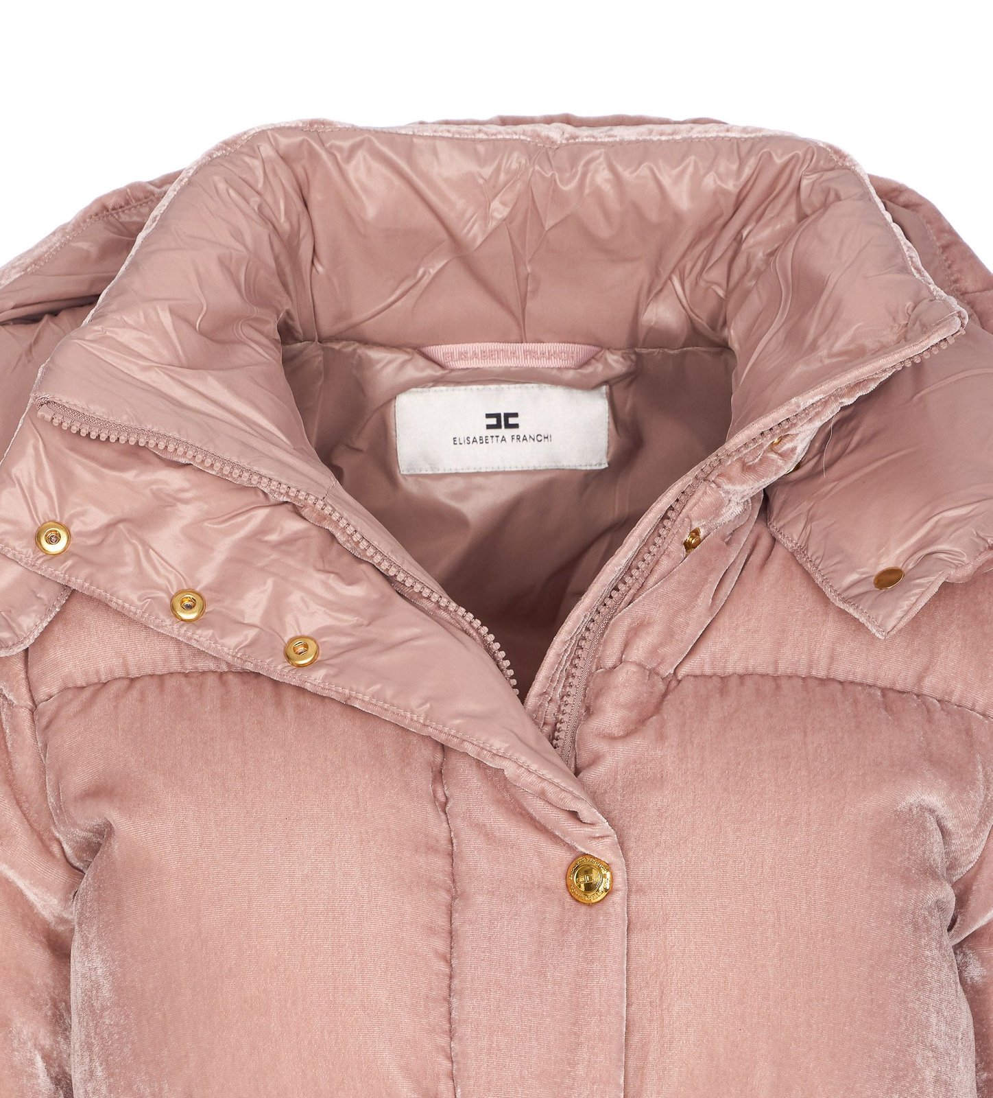 Elisabetta Franchi Hooded Velvet Down Jacket