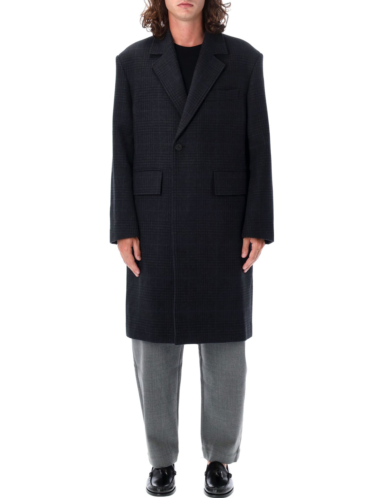 Studio Nicholson Brooke Checked Single-Breasted Coat