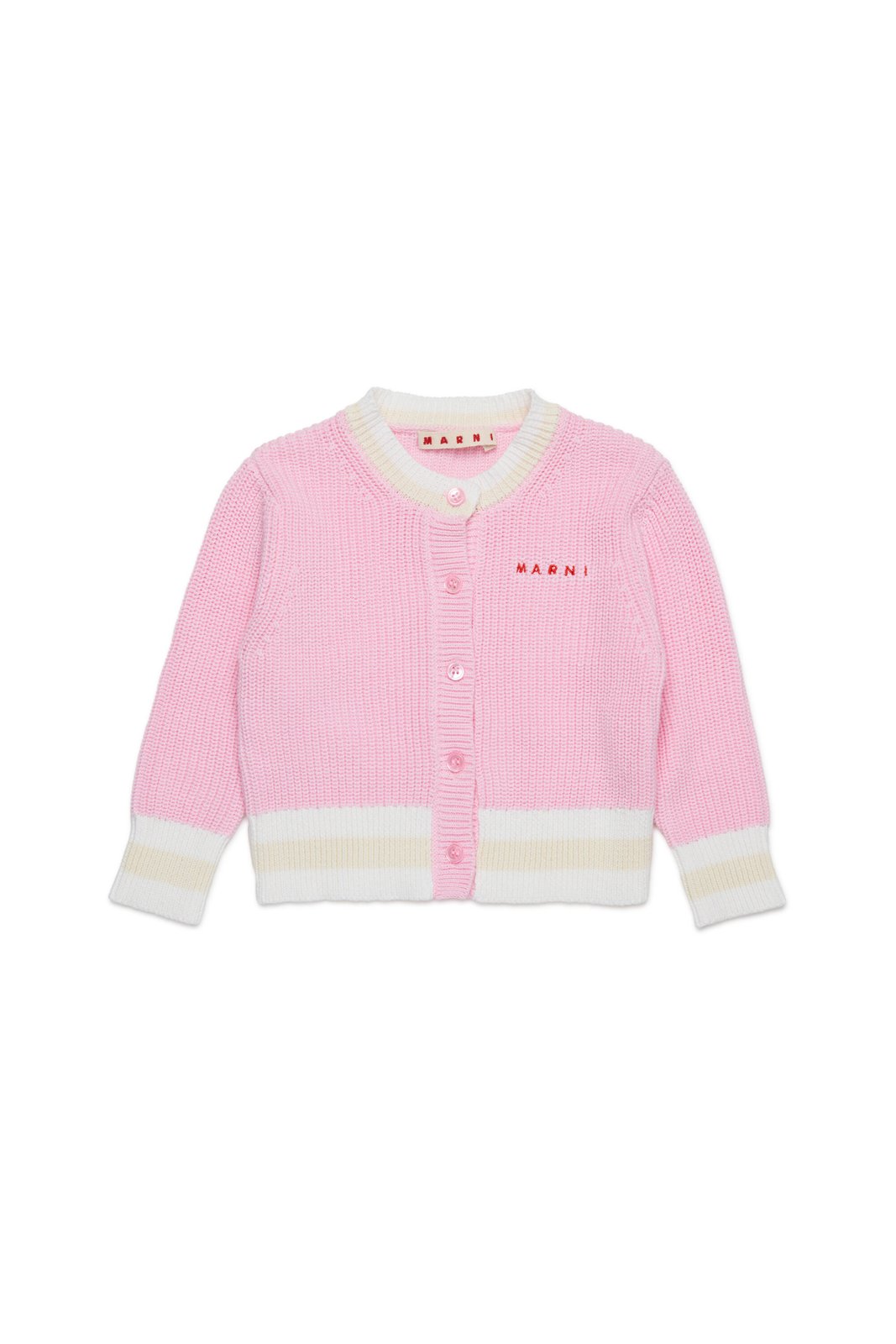 Marni Kids Logo Embroidered Knit Cardigan