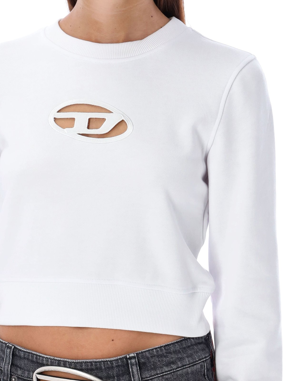 Diesel F-Slimmy-Od Cut-Out Logo Cropped Sweatshirt