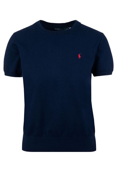 Polo Ralph Lauren Logo Embroidered Cable-Knit Crewneck Top