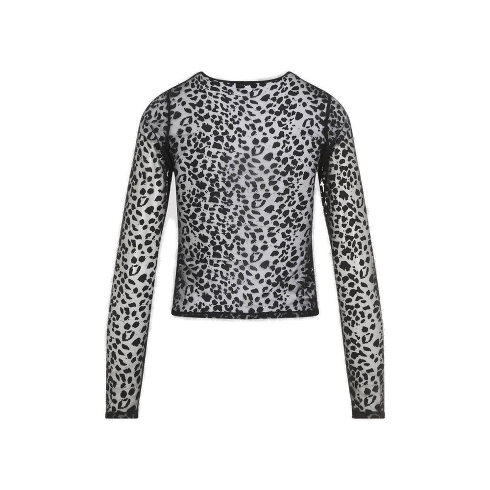 Tシャツ・カットソー alexander mcqueen Alexander McQueen Leopard Devore Top Alexander Mcqueen Leopard Devoré Long Sleeve Top In Black