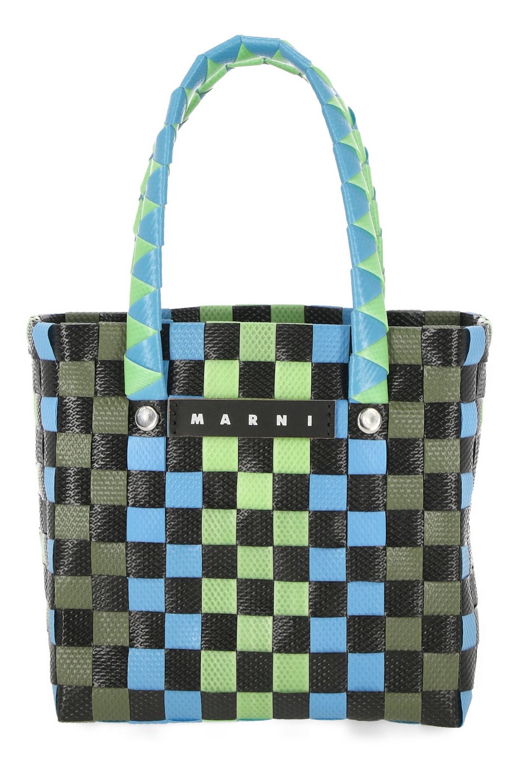 Marni Kids Interwoven Designed Mini Market Basket Bag