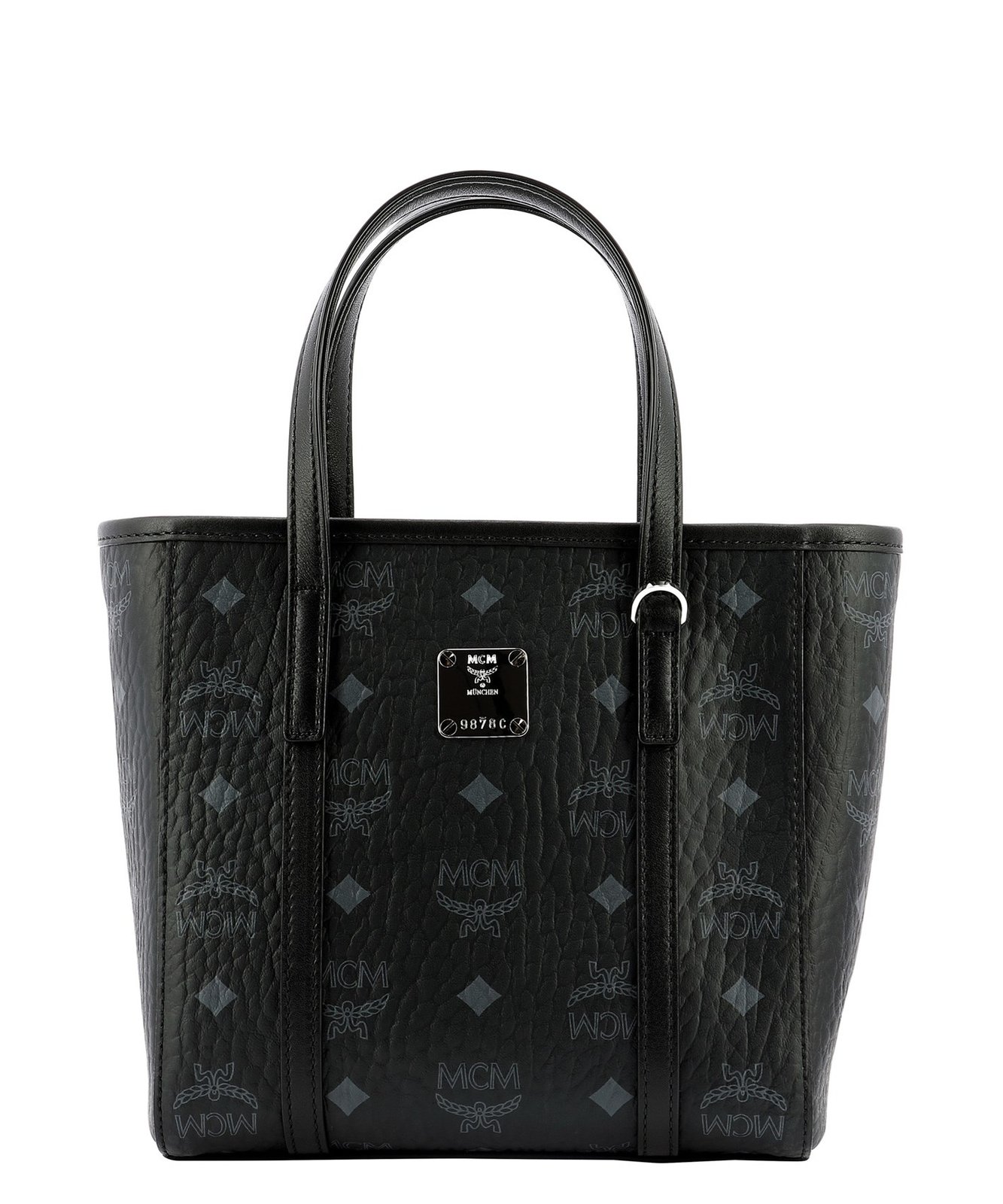 MCM Logo Plaque Small Tote Bag