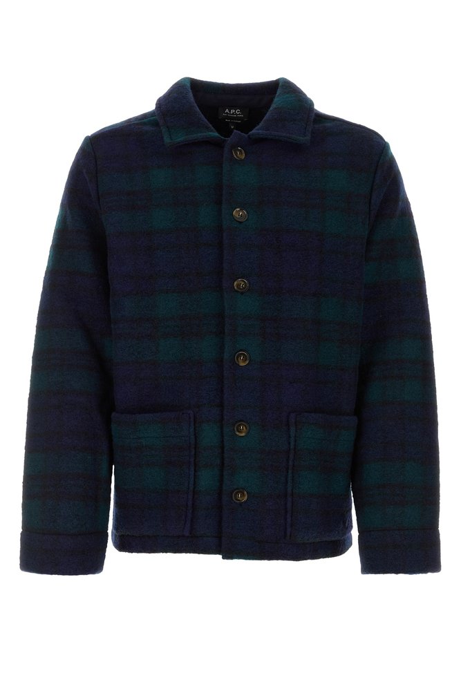 A.P.C. 체크 패턴 버튼 오버셔츠