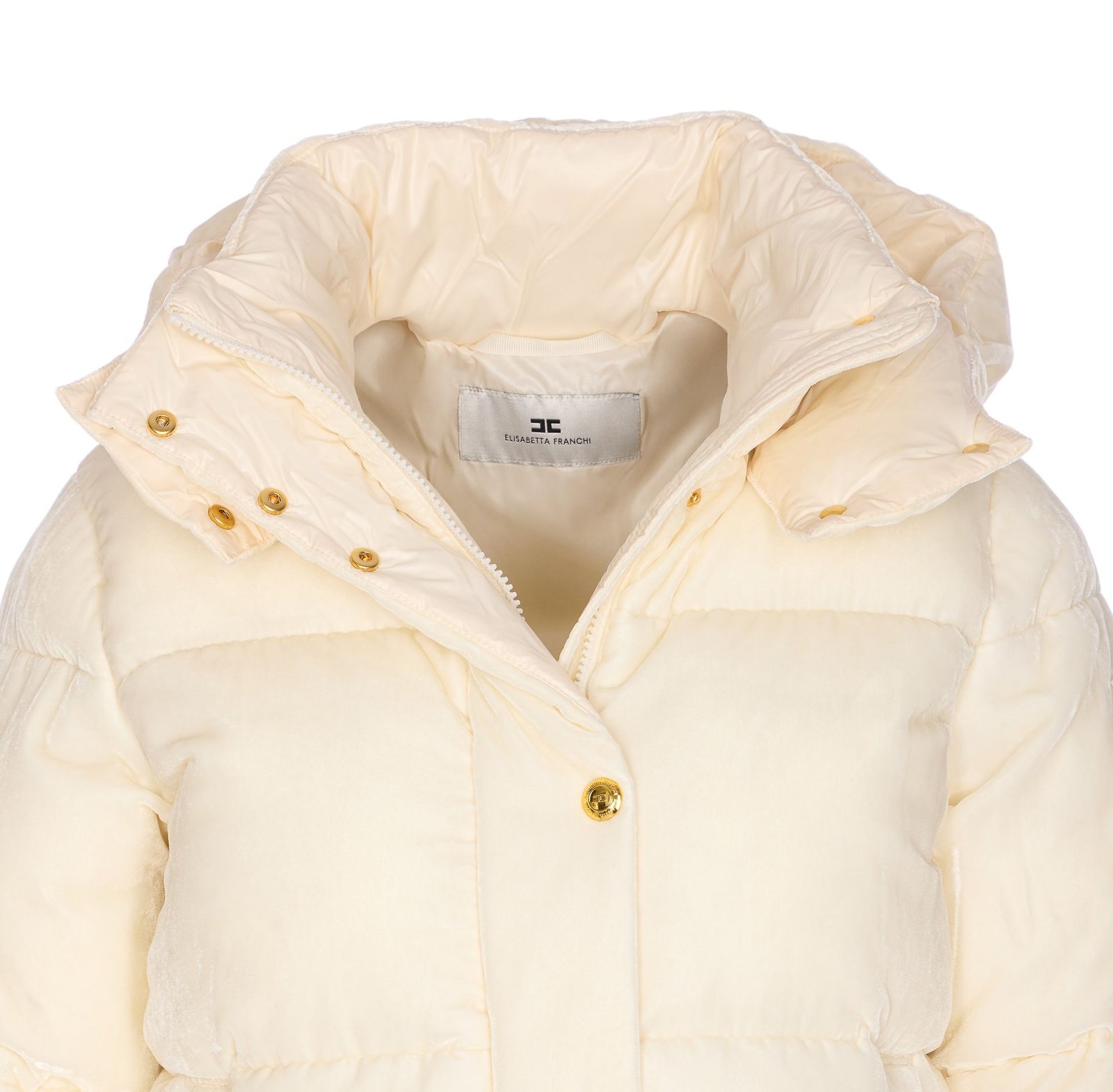 Elisabetta Franchi Hooded Velvet Down Jacket