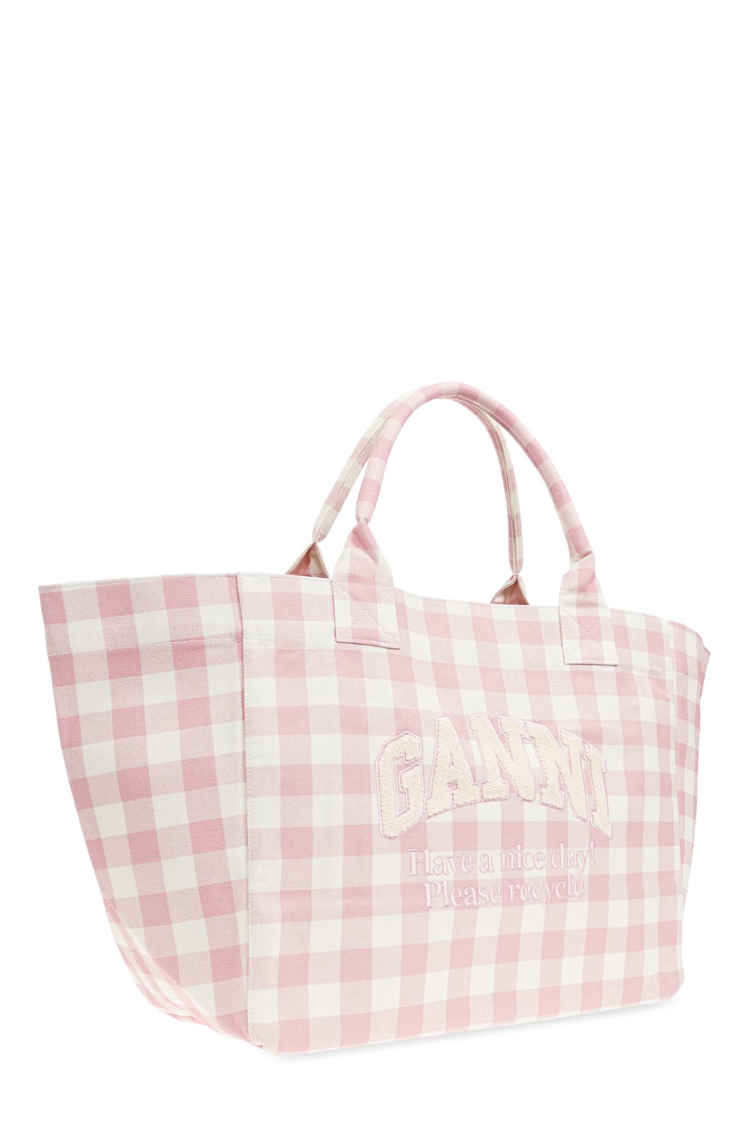 Ganni XXL Vichy Checked Tote Bag