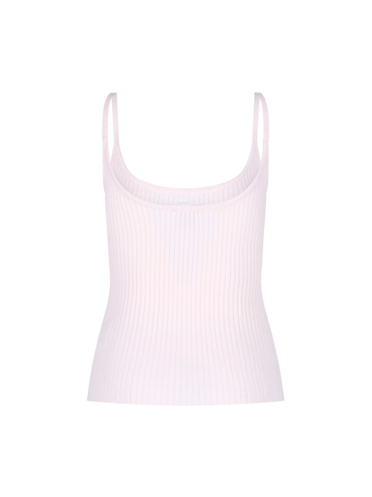COURRÈGES 쿠레주 로고 자수 리브드 민소매 탑