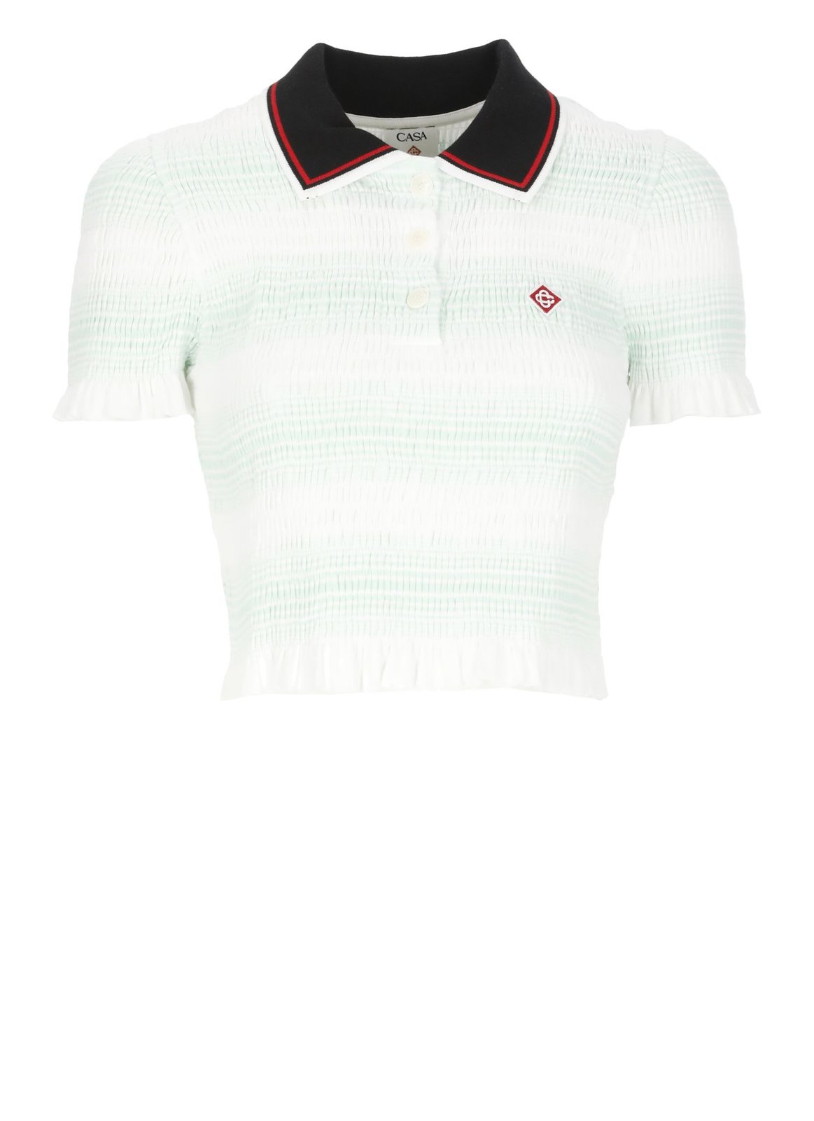 Casablanca Stripe Shirred Polo Shirt
