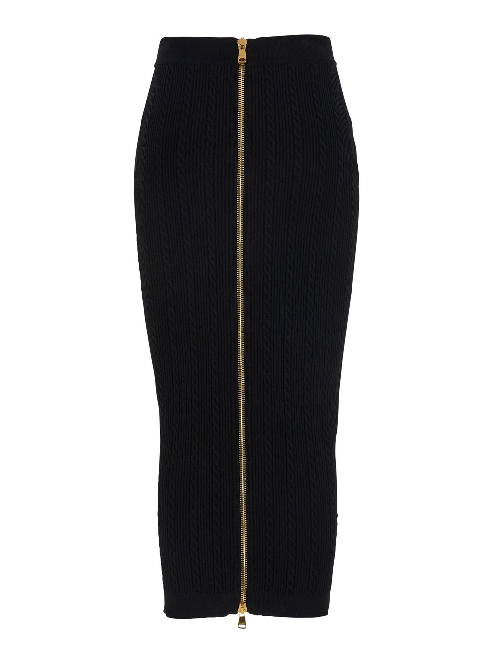 Balmain Cable-Knit Midi Skirt